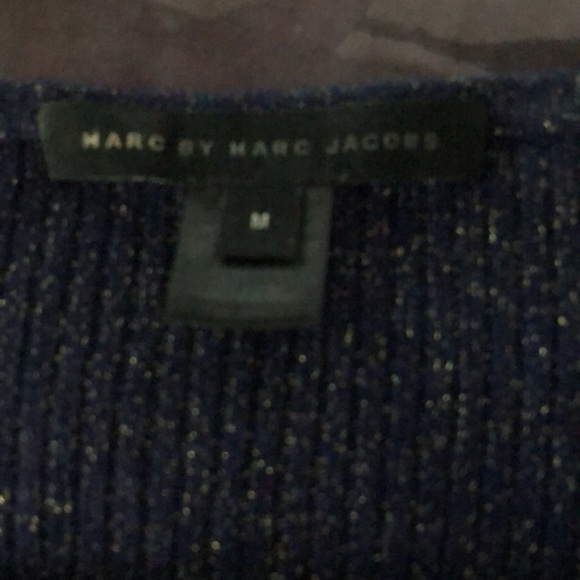 Marc Jacobs purple sweater M gold flecks wool/rayon/metallic - Picture 2 of 10